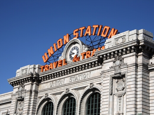 Historic Denver Union Station serving as a central transit hub in LoDo.